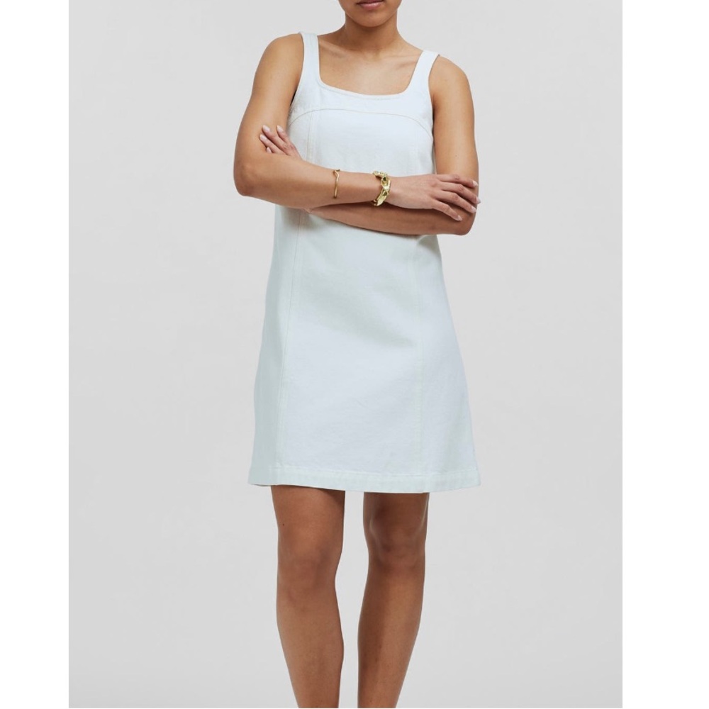 NWT Madewell Denim A-Line Sleeveless Mini Dress, Tile White, Size 2
